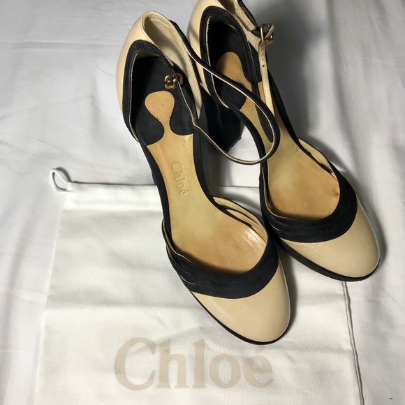 Chloe Shoes - Chloé platform heels in patent-suede sz 38.5